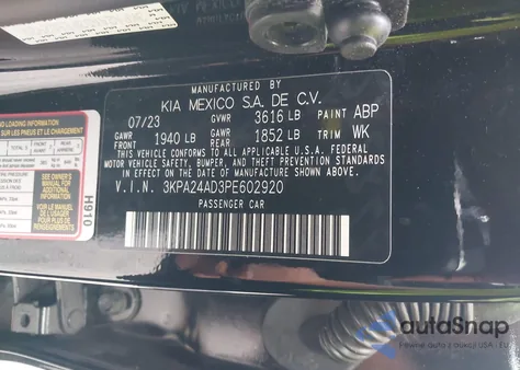 2023 Kia Rio S из США, поврежденный, VIN 3KPA24AD3PE602920